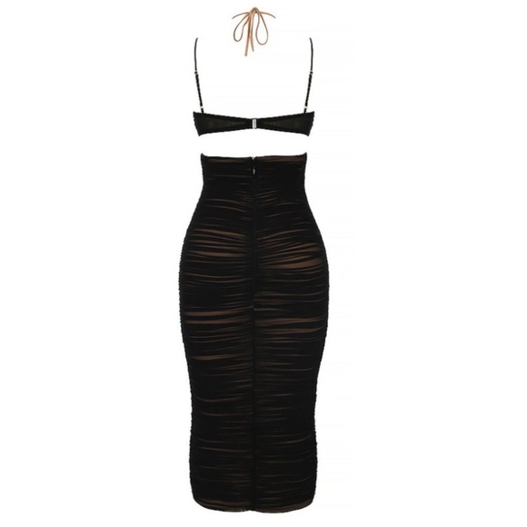 House of CB Dresses House Of Cb Tibi Black Cutout Ruched Midi Dress